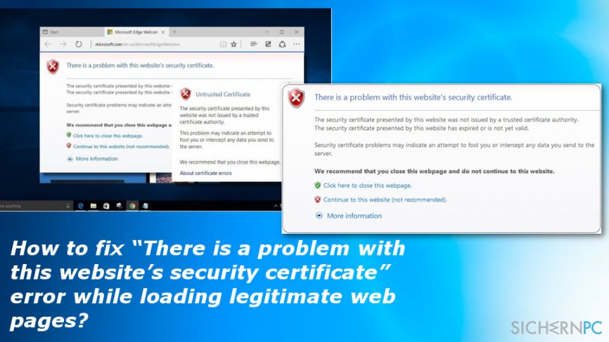 How to fix “There is a problem with this website’s security certificate” error while loading legitimate web pages?