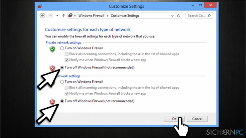 Disable Windows Firewall to fix ERR_CERT_COMMON_NAME_INVALID