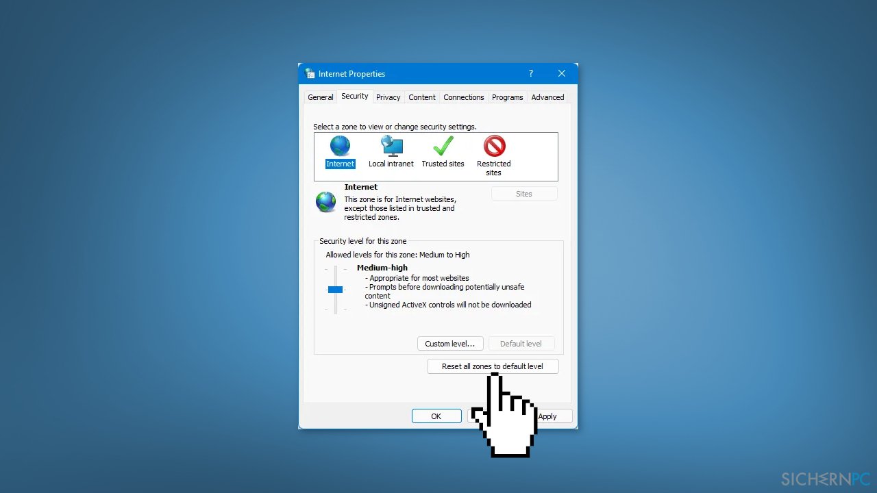 Wie behebt man in Windows den Fehler „Durch die Internetsicherheitseinstellungen wurde verhindert, dass eine oder mehrere Dateien geöffnet wurden“?