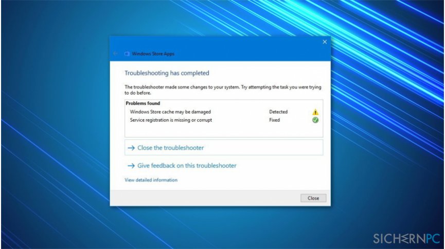 The illustration showing how to run Troubleshooter on Windows Store apps