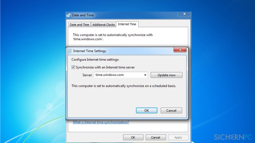 Synchronize date and time settings