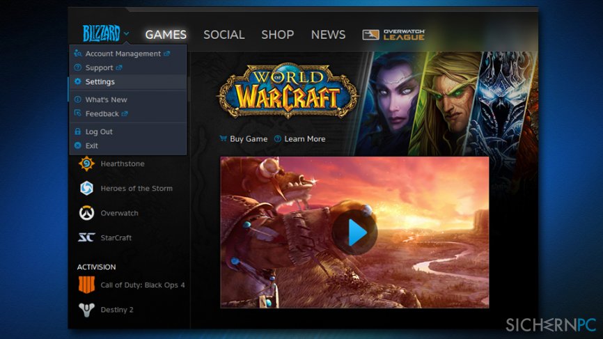 Reset World of Warcraft settings